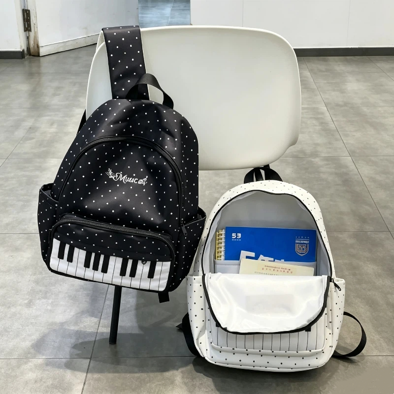 Black White Piano Note Wave Po - огляд і ціна Hiking Backpack Waterproof